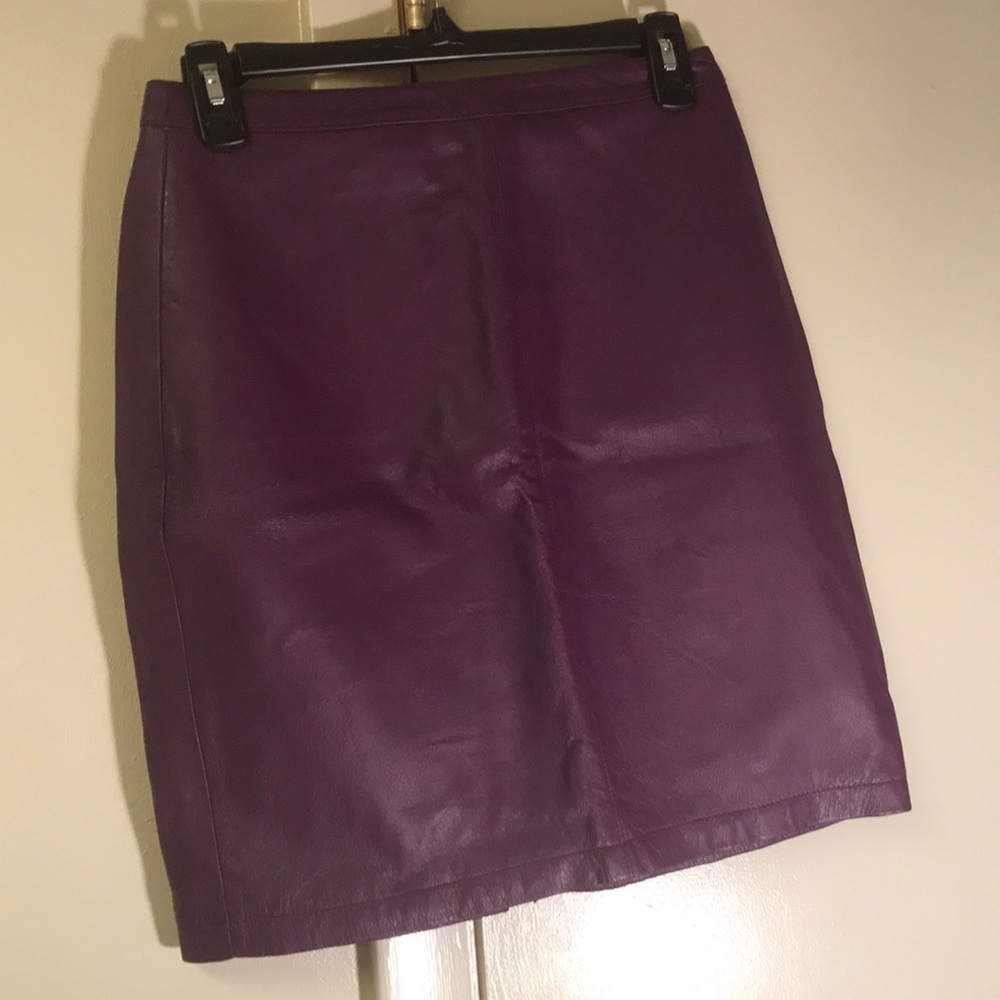 Newportnews Purple 100% Leather Skirt Size 6